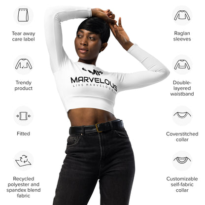 Recycled long-sleeve crop top