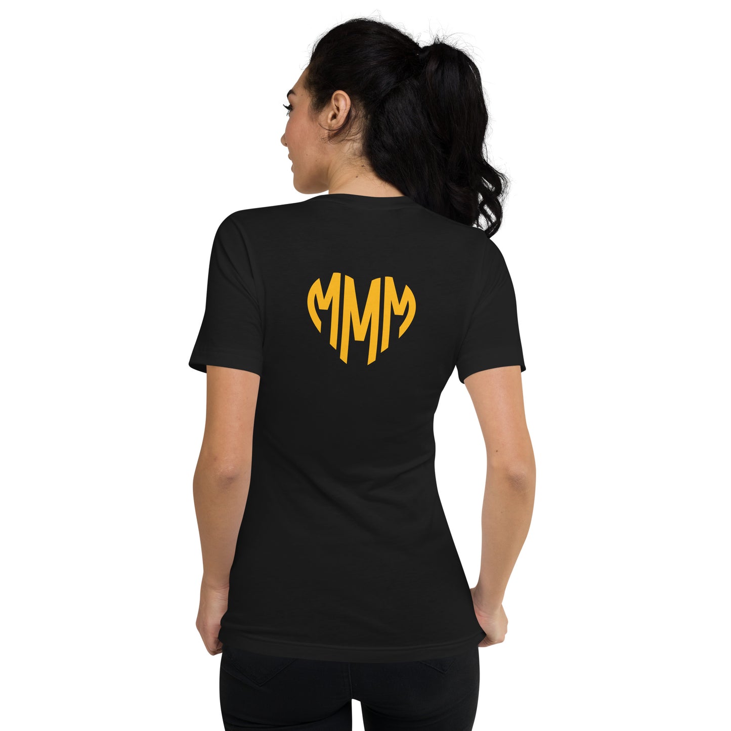 Unisex Short Sleeve V-Neck T-Shirt (with logo on back of shirt)