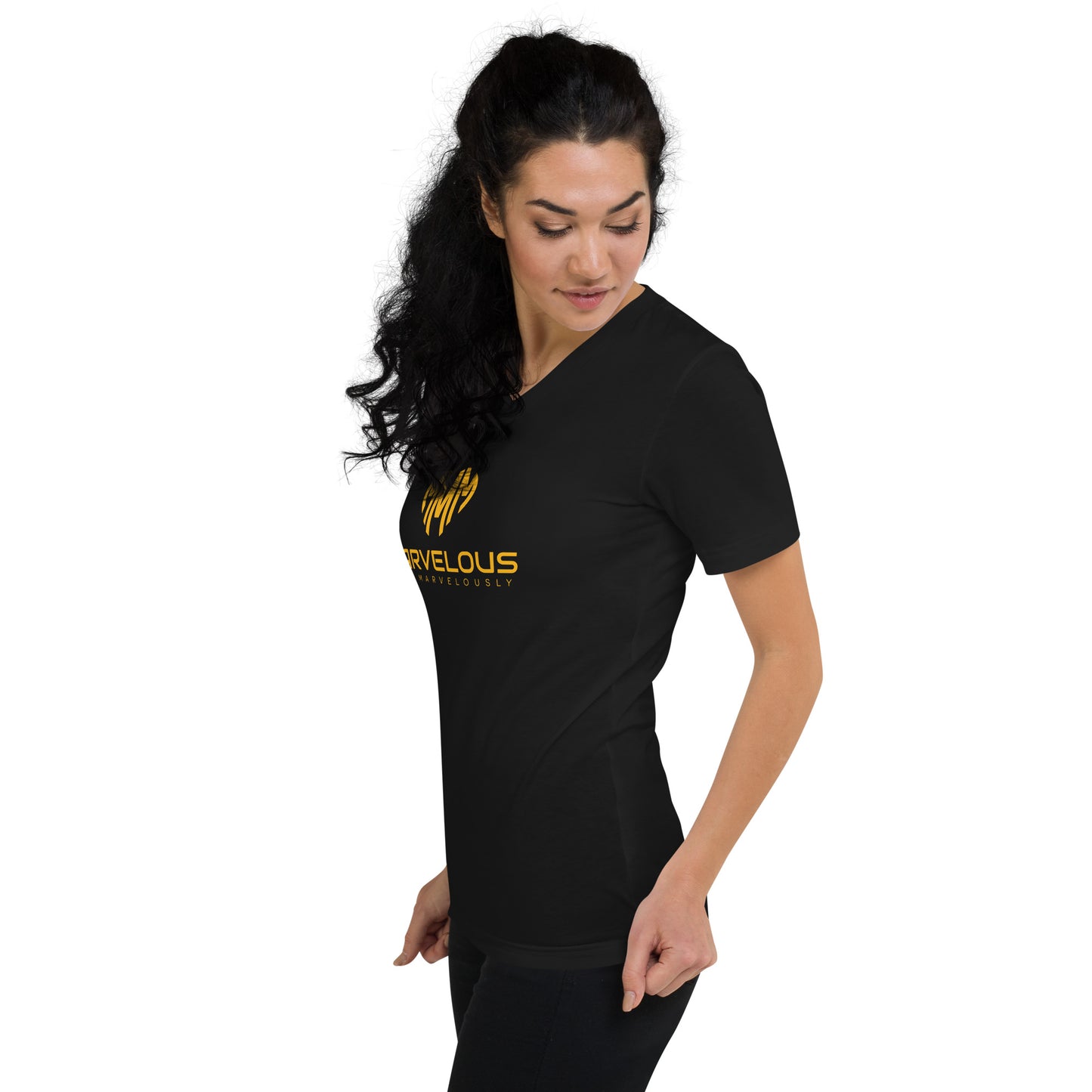 Unisex Short Sleeve V-Neck T-Shirt (with logo on back of shirt)