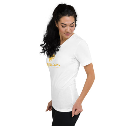 Unisex Short Sleeve V-Neck T-Shirt (with logo on back of shirt)