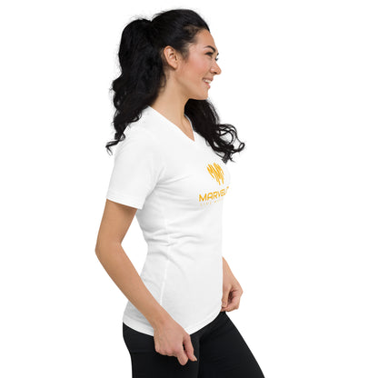 Unisex Short Sleeve V-Neck T-Shirt (with logo on back of shirt)